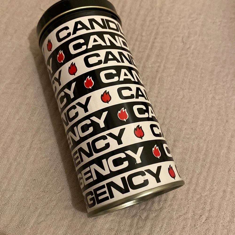 Vintyge Emergency Candle Kit Metal Container with 7 Yellow Candles. New